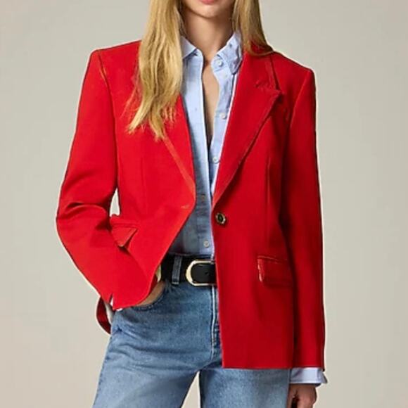 J.Crew Vivienne Blazer Italian Stretch Merino Wool Blend Holidays CI618 Red 6 - Picture 1 of 16